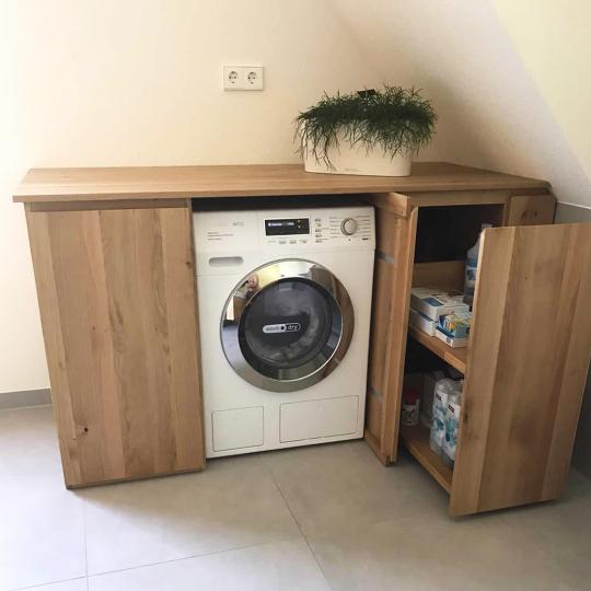 Waschmaschinenumbau - Schrank aus Asteiche