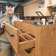 Waschtisch aus Asteiche massiv mit zwei Schubkästen