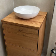 Waschtisch aus Asteiche massiv mit zwei Schubkäste