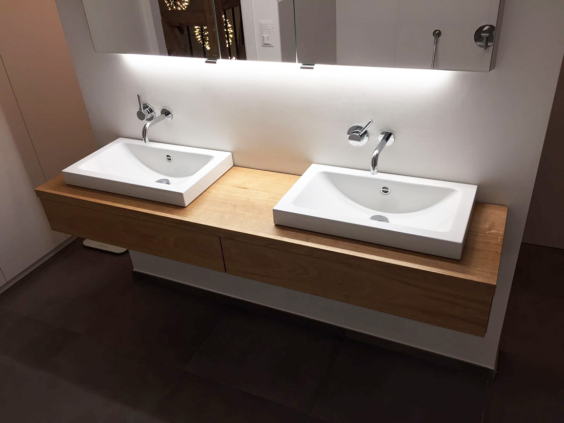 Waschtischunterschrank, aus, Holz, modern, massiv, Eiche, Waschtisch